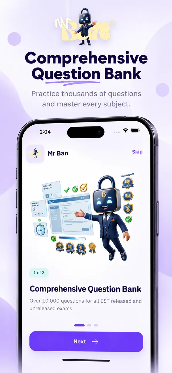 Question bank onboarding screen